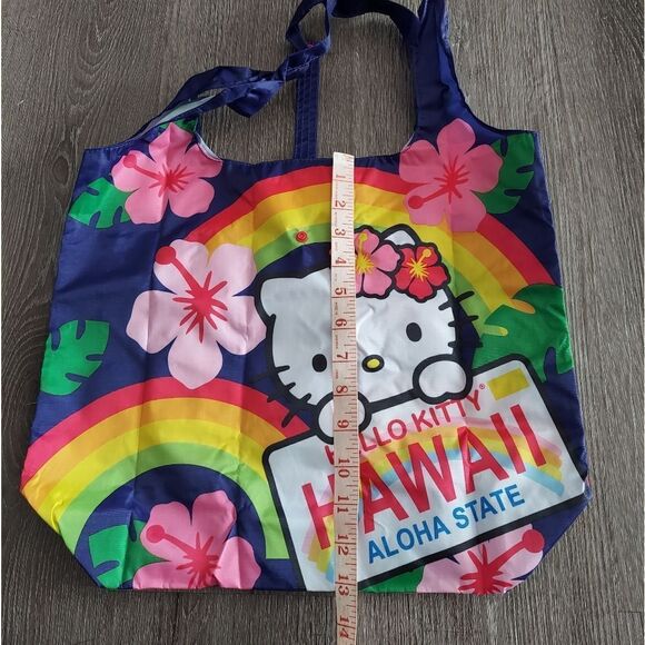 Hawaii Hello Kitty Reusable Packable ECO Shopper Tote Bag 16"x 13" Rainbow - Picture 7 of 7